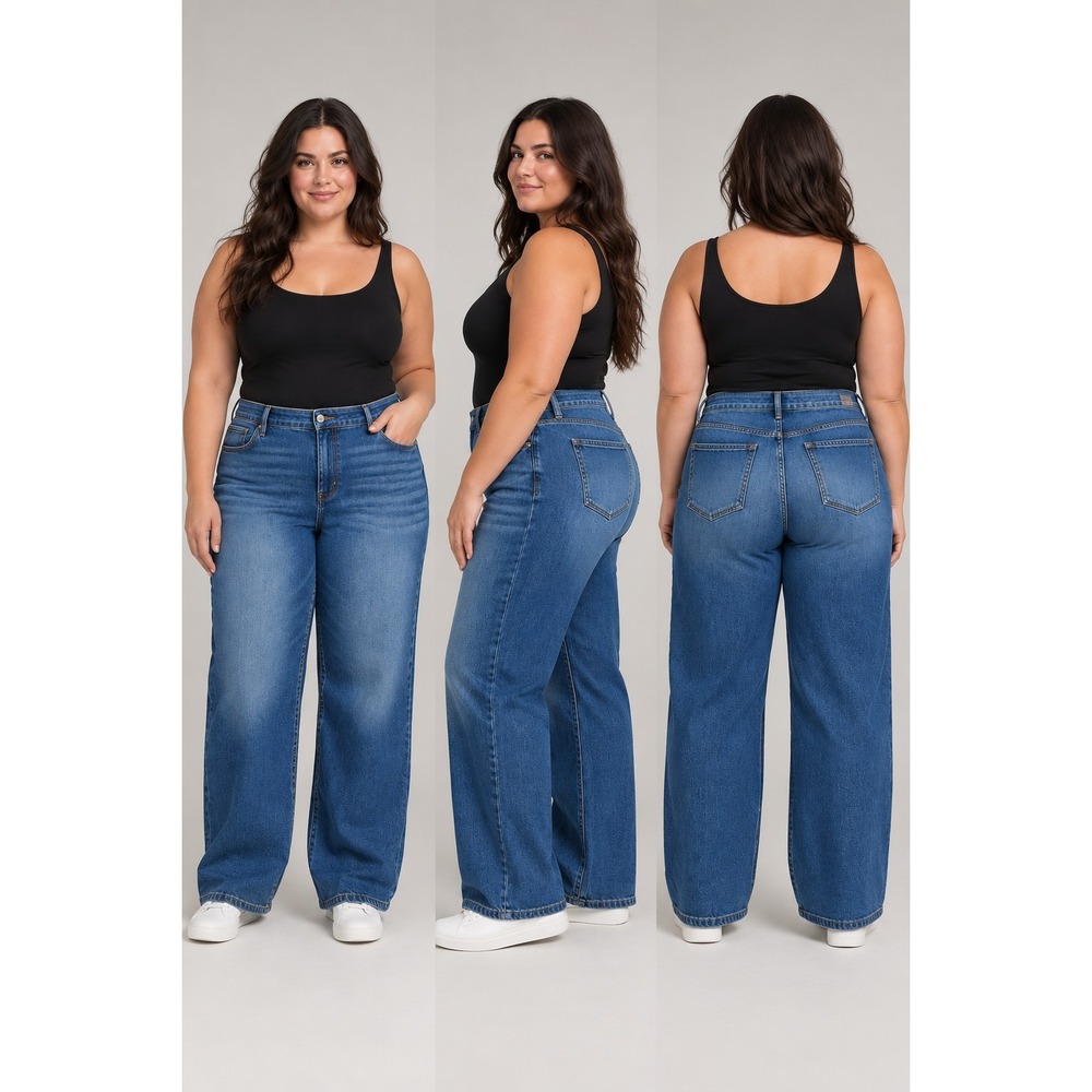Torrid Women's Wide Leg Jeans High Rise Vintage Stretch Medium Wash Blue 16 Tall